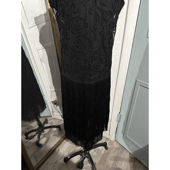 Kroshetta by Papillon Crochet Fringe Midi Sleeveless Dress 1920 Vintage Flapper - Picture 3 of 9